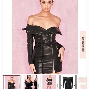 HOUSE OF CB off the shoulder leather dress- M